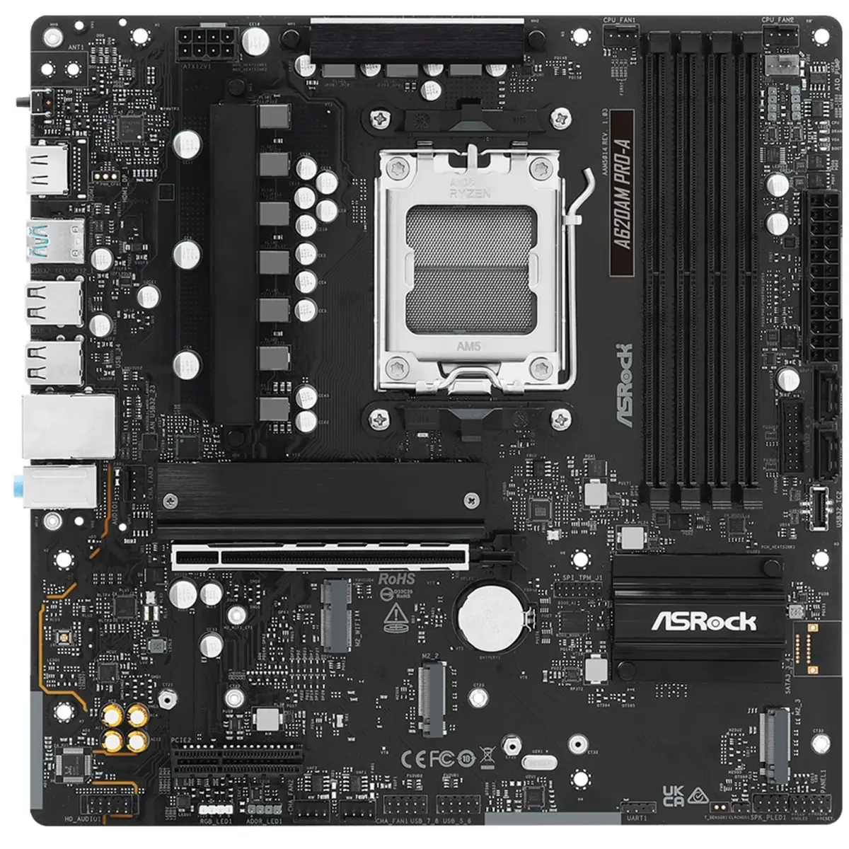 Mатеринська плата sAM5 AMD A620A HDMI 3xM.2 4xDDR5  2.5GbE LAN mATX  A620AM PRO-A ASROCK (A620AM PRO-A)