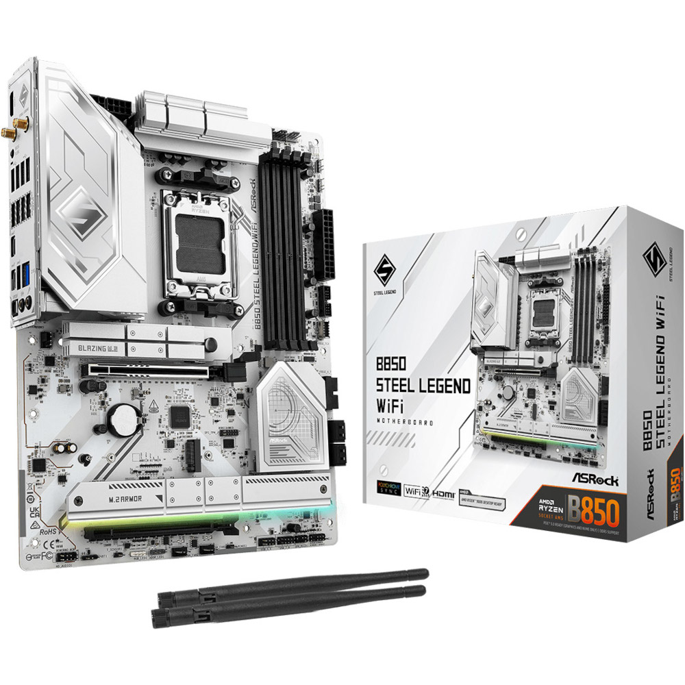 Материнська плата ASRock B850 STEEL LEGEND WIFI (sAM5, AMD B850, DDR5, ATX)