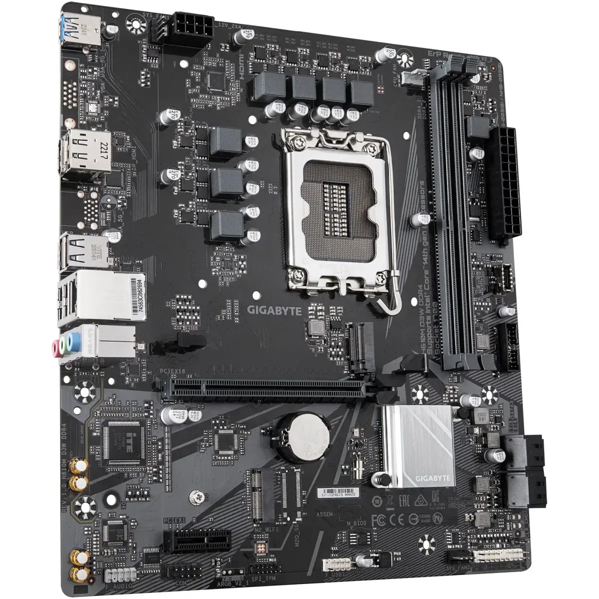 Mатеринська плата s1700 Intel H610 DP/HDMI 1xM.2 G bE LAN mATX H610M D3W DDR4 GIGABYTE (H610M D3W DDR4) (1803890)