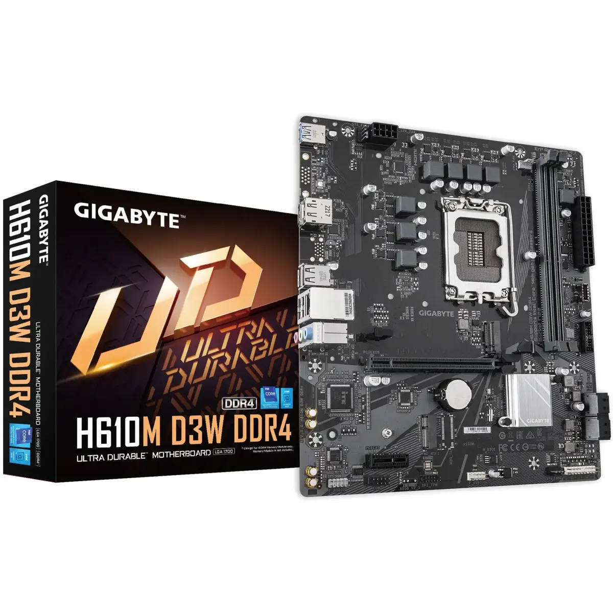 Mатеринська плата s1700 Intel H610 DP/HDMI 1xM.2 G bE LAN mATX H610M D3W DDR4 GIGABYTE (H610M D3W DDR4) (1803890)