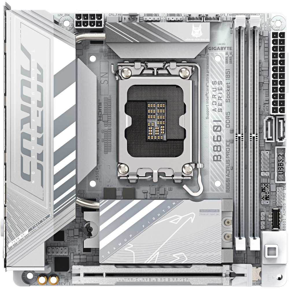 Mатеринська плата s1851 Intel B860 HDMI/DP/TB4(USB -C) 2xM.2 2.5GbE LAN mini-ITX  B860I AORUS PRO ICE GIGABYTE (B860I AORUS PRO ICE)
