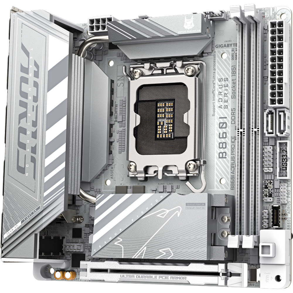 Mатеринська плата s1851 Intel B860 HDMI/DP/TB4(USB -C) 2xM.2 2.5GbE LAN mini-ITX  B860I AORUS PRO ICE GIGABYTE (B860I AORUS PRO ICE)