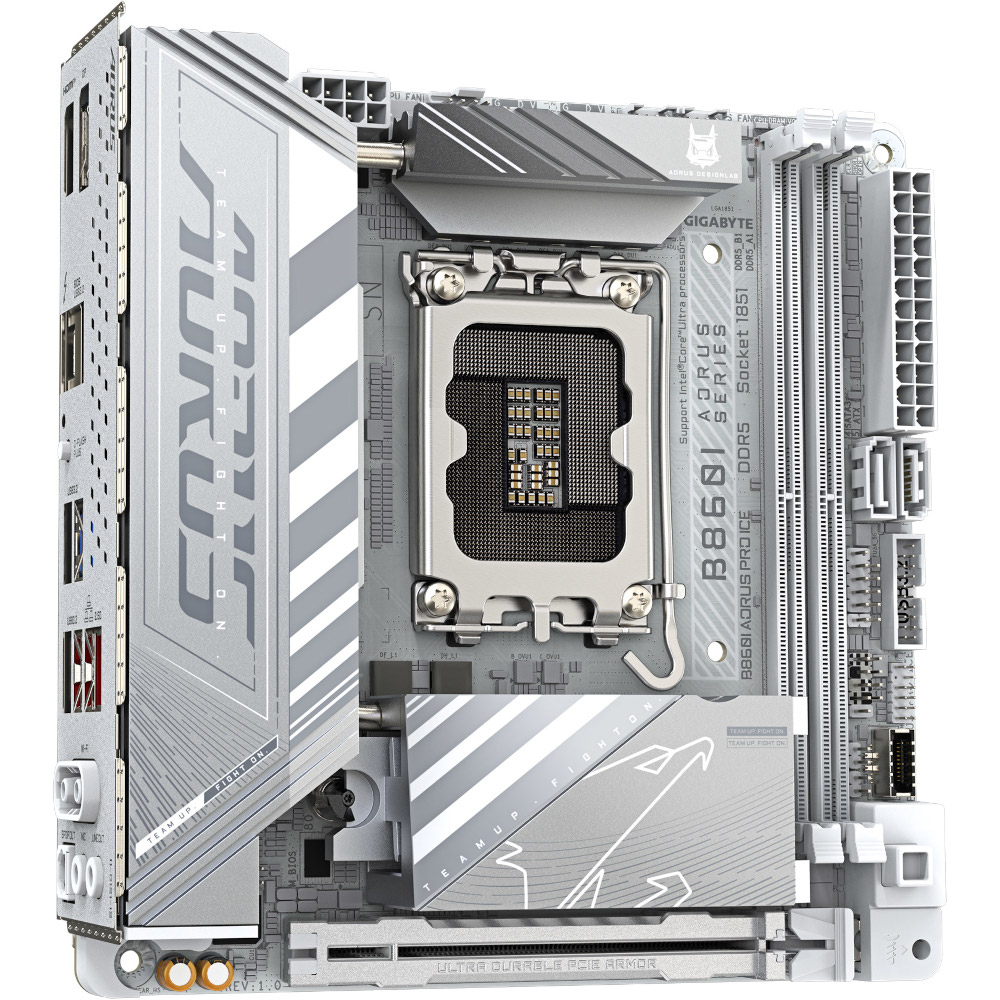 Mатеринська плата s1851 Intel B860 HDMI/DP/TB4(USB -C) 2xM.2 2.5GbE LAN mini-ITX  B860I AORUS PRO ICE GIGABYTE (B860I AORUS PRO ICE)