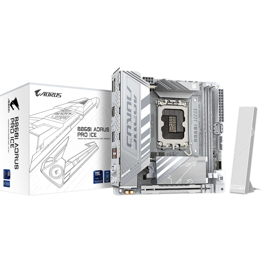 Mатеринська плата s1851 Intel B860 HDMI/DP/TB4(USB -C) 2xM.2 2.5GbE LAN mini-ITX  B860I AORUS PRO ICE GIGABYTE (B860I AORUS PRO ICE)