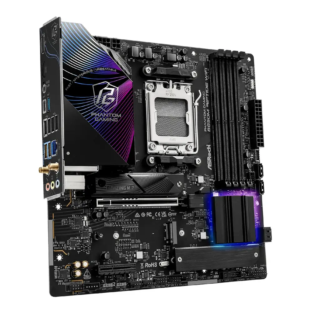 Mатеринська плата sAM5 AMD B850 4xDDR5 HDMI/DP 3xM .2 2.5GbE LAN mATX  B850M RIPTIDE WIFI ASROCK (B850M RIPTIDE WIFI)