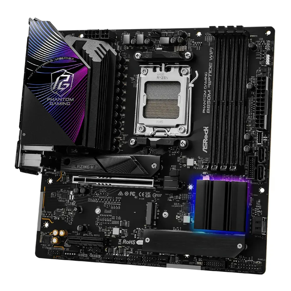 Mатеринська плата sAM5 AMD B850 4xDDR5 HDMI/DP 3xM .2 2.5GbE LAN mATX  B850M RIPTIDE WIFI ASROCK (B850M RIPTIDE WIFI)