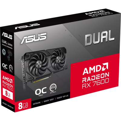 Відеокарта AMD Radeon RX 7600 8GB GDDR6 Dual EVO OC Asus (DUAL-RX7600-O8G-EVO) Відеокарта AMD Radeon RX 7600 8GB GDDR6 Dual EVO OC Asus (DUAL-RX7600-O8G-EVO)