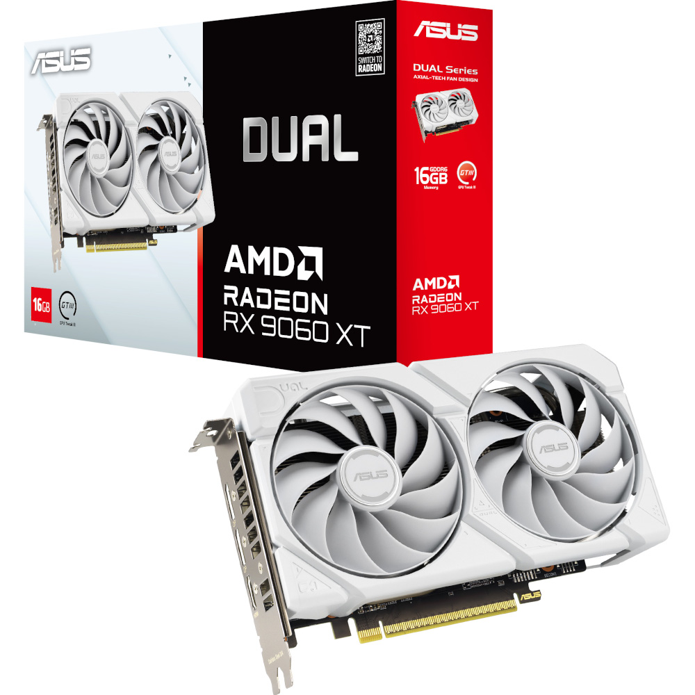 Відеокарта AMD Radeon RX 9060 XT 16GB GDDR6 Dual White Asus (DUAL-RX9060XT-16G-WHITE) Відеокарта AMD Radeon RX 9060 XT 16GB GDDR6 Dual White Asus (DUAL-RX9060XT-16G-WHITE)