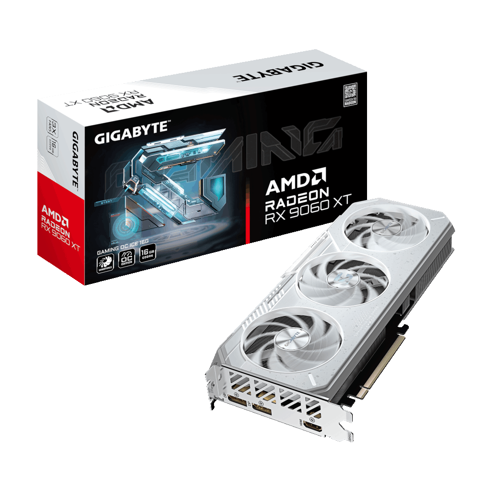 Відеокарта AMD Radeon RX 9060 XT 16GB GDDR6 Gaming OC Ice Gigabyte (GV-R906XGAMINGOCICE-16GD)
