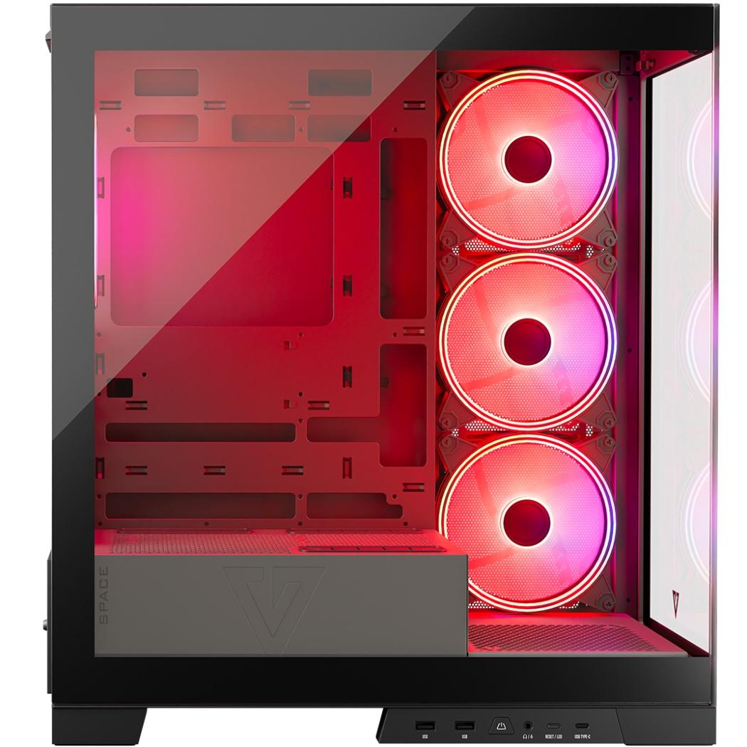 Корпус Modecom VOLCANO SPACE APEX ARGB 4x140mm fans MIDI USB 3.0x2+TYPE-C BLACK без БЖ ATX (AT-SPACE-PG-10-000000-000)