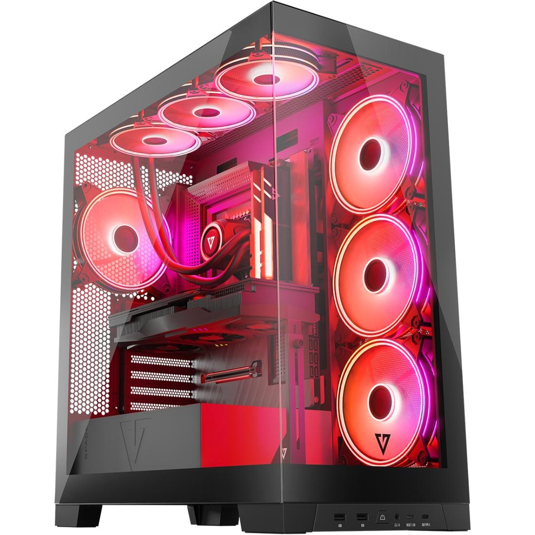 Корпус Modecom VOLCANO SPACE APEX ARGB 4x140mm fans MIDI USB 3.0x2+TYPE-C BLACK без БЖ ATX (AT-SPACE-PG-10-000000-000)