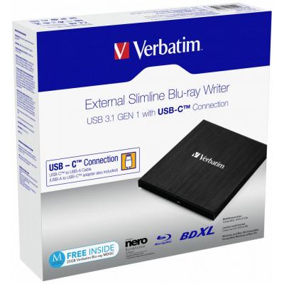Зовнішній  оптичний привід Verbatim BLU-RAY  &  DVD-RW  USB 3.1 Gen1 Type-C (43889)