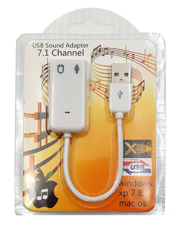 Звукова карта USB AUX jack, 2*TRS (Mic + Ear) Virtual 7.1 Channel, RTL (B00516)