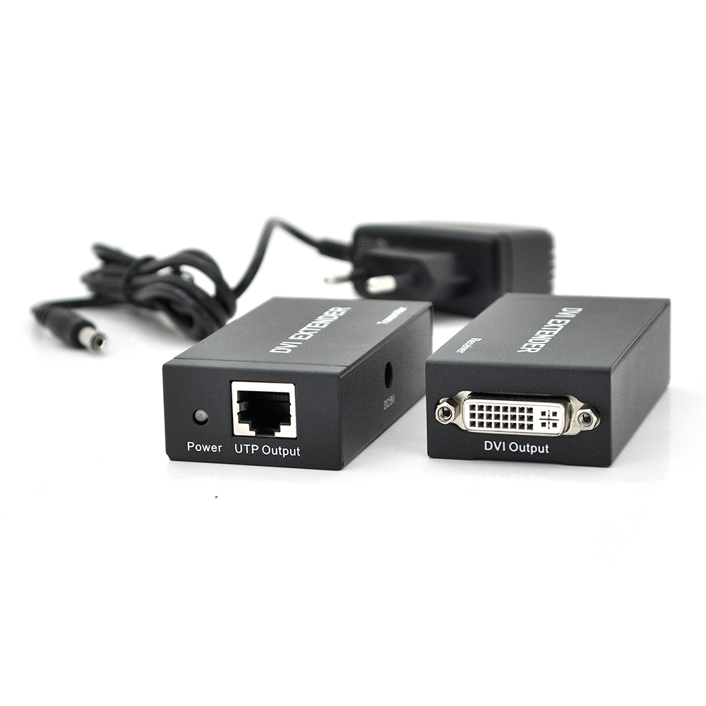 Активний подовжувач DVI 60m по кручений парі через RJ-45, Black, BOX (1625634)