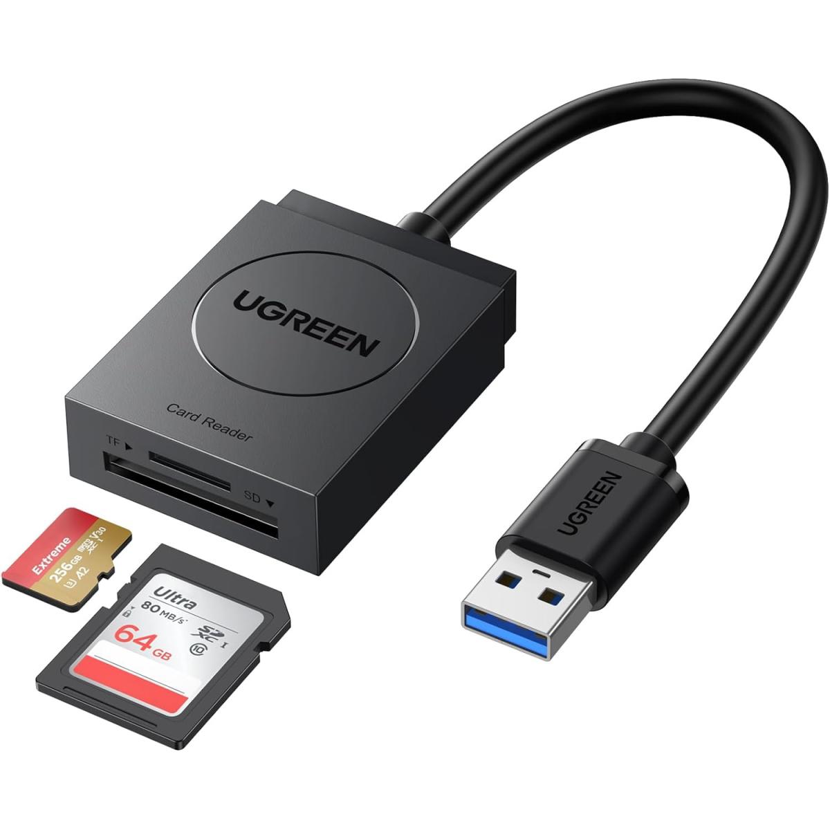 Card Reader USB 3.0 --> 2-слота SD/TF Card 0,15 м кабель CR127 Ugreen (20250)