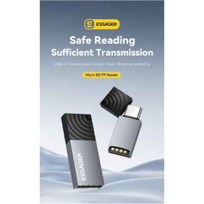 Зчитувач флеш-карт Essager USB-C + USB-A to Micro SD black (EDKTF-QW0G-P)