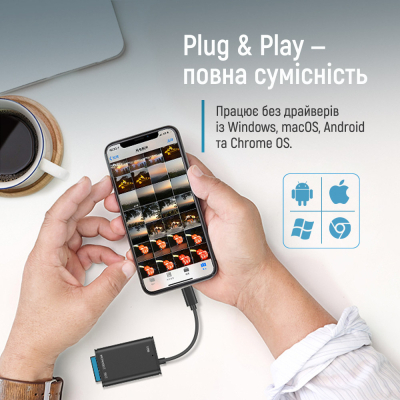 Зчитувач флеш-карт ColorWay USB-C to USB 3.0/SD/MicroSD (CW-CR-02)