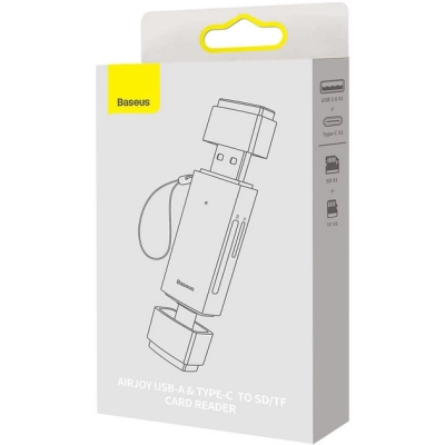 Зчитувач флеш-карт Baseus USB-A + USB-C to SD/TF gray (WKQX060113)