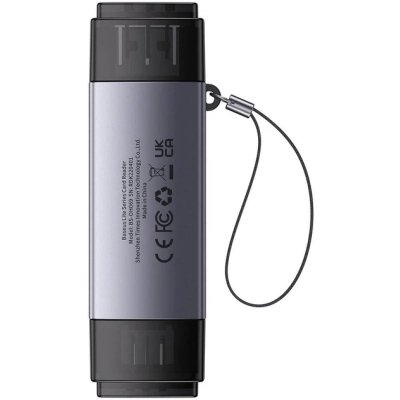 Зчитувач флеш-карт Baseus USB-A + USB-C to SD/TF gray (WKQX060113)