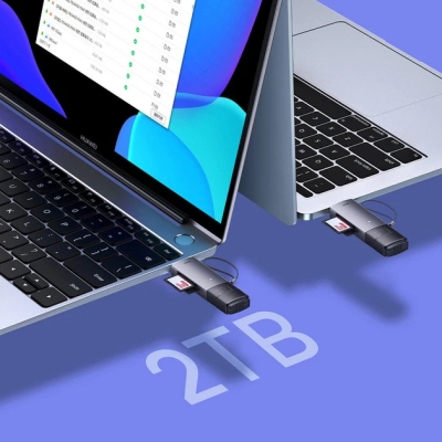 Зчитувач флеш-карт Baseus USB-A + USB-C to SD/TF gray (WKQX060113)