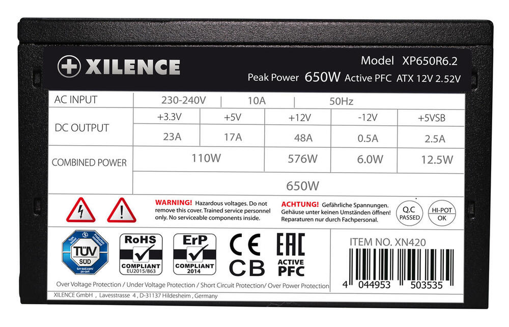 Блок живлення Xilence 650W (XP650R6.2_Bulk)