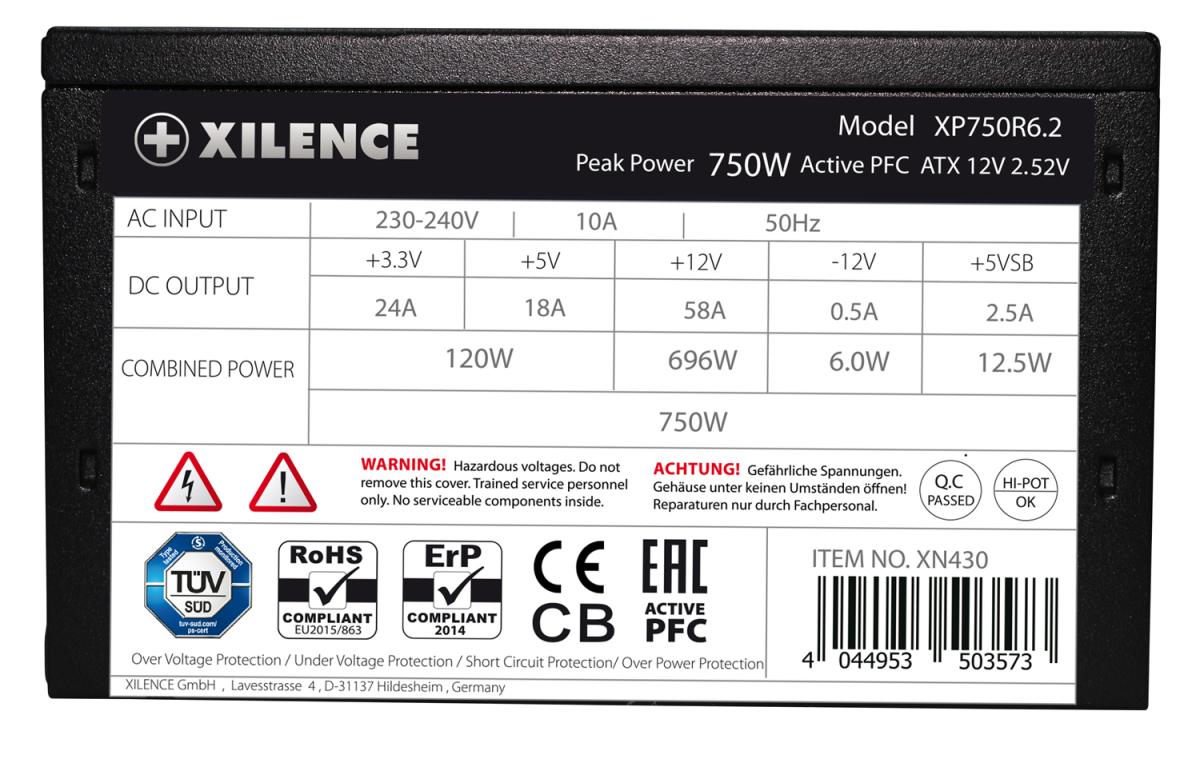 Блок живлення Xilence 750W (XP750R6.2 BULK)