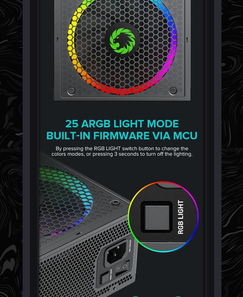 Блок живлення ATX 1300W, 80 Platinum,RGB Smart  fa n 140mm,fully modularOPP, OVP, UVP, OCP, OTP, SCP RGB-1300 (ATX3.1 PCIe5.1) GAMEMAX (RGB-1300 (ATX3.1 PCIe5.1))