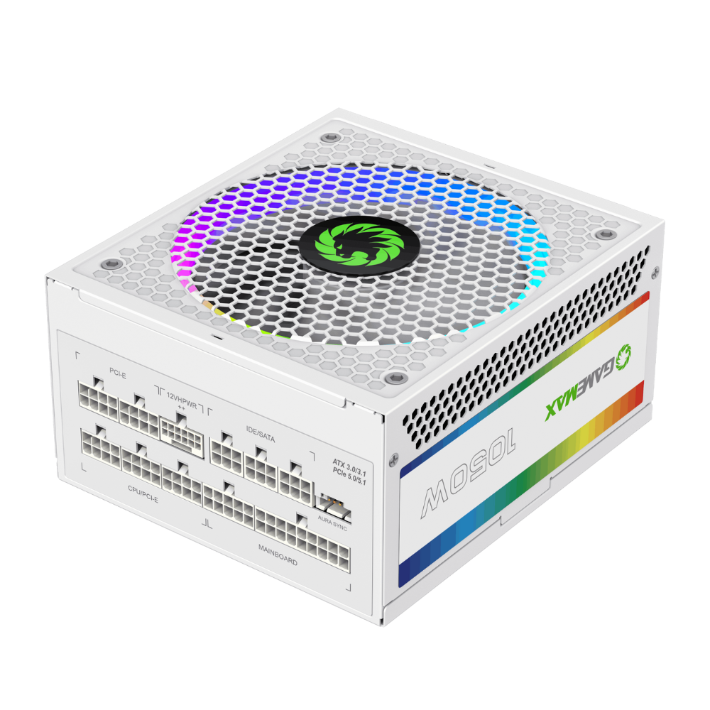 Блок живлення 1050W, 80 Gold,ARGB ring fan 140mm,f ully modularOPP, OVP, UVP, OCP, OTP, SCP RGB1050 PRO WH (ATX3.1PCIe5.1) GAMEMAX (RGB1050 PRO WH (ATX3.1PCIe5.1))