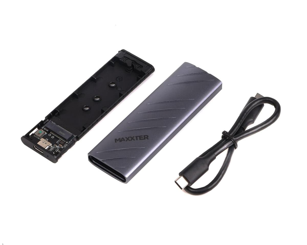 Зовнішня кишеня Maxxter M.2 NVMe PCIe, USB 3.2 Type-C, Metal, Black (EHDE-2280S-01)