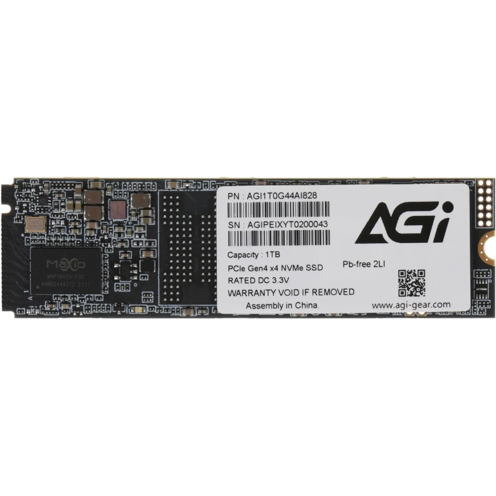 Накопичува SSD 1Tb AGI AI828 M.2 2280 PCIe Gen 4x4 NVMe 1.4 3D NAND, Retail (AGI1T0G44AI828-CB)