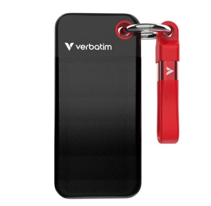 Кишеньковий SSD Verbatim з брелком і кріпленням для кабелю - 1 ТБ чорний/червоний (32192)