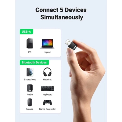 Bluetooth-адаптер Ugreen CM390 Bluetooth 5.0 Black (80890)