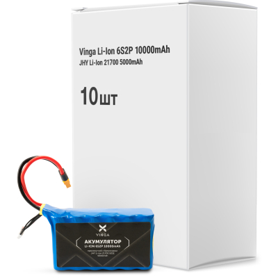 Акумуляторний блок Vinga Li-Ion 6S2P 10000mAh коробка 10 шт (JHY Li-Ion 21700 5000mAh) (V6S2P-10PCS-