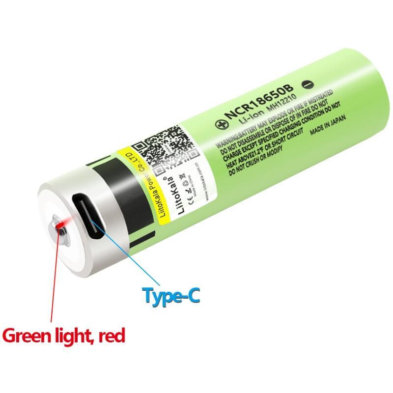 Акумулятор 18650 LiitoKala, USB-34B, 3400mAh, 3.7 li-ion battery, 1 pcs  вбуд. USB для зар. Type-С (Lii-USB-34B)