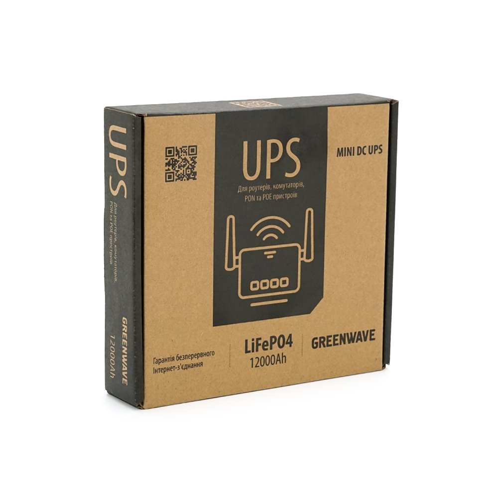 ДБЖ Green Wave Ecoputer-P60W для роутерів/комутаторів/PON/POE 12V/USB-2A (12000MAh) Black BOX Q20 (1846901)