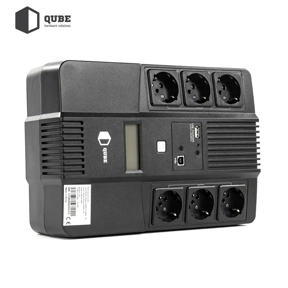 ДБЖ (UPS) лінійно - інтерактивний Qube AIO 650, 650VA/360W, LCD, 6 x Schuko, RJ-45, USB (QBAIO650) (1557603)