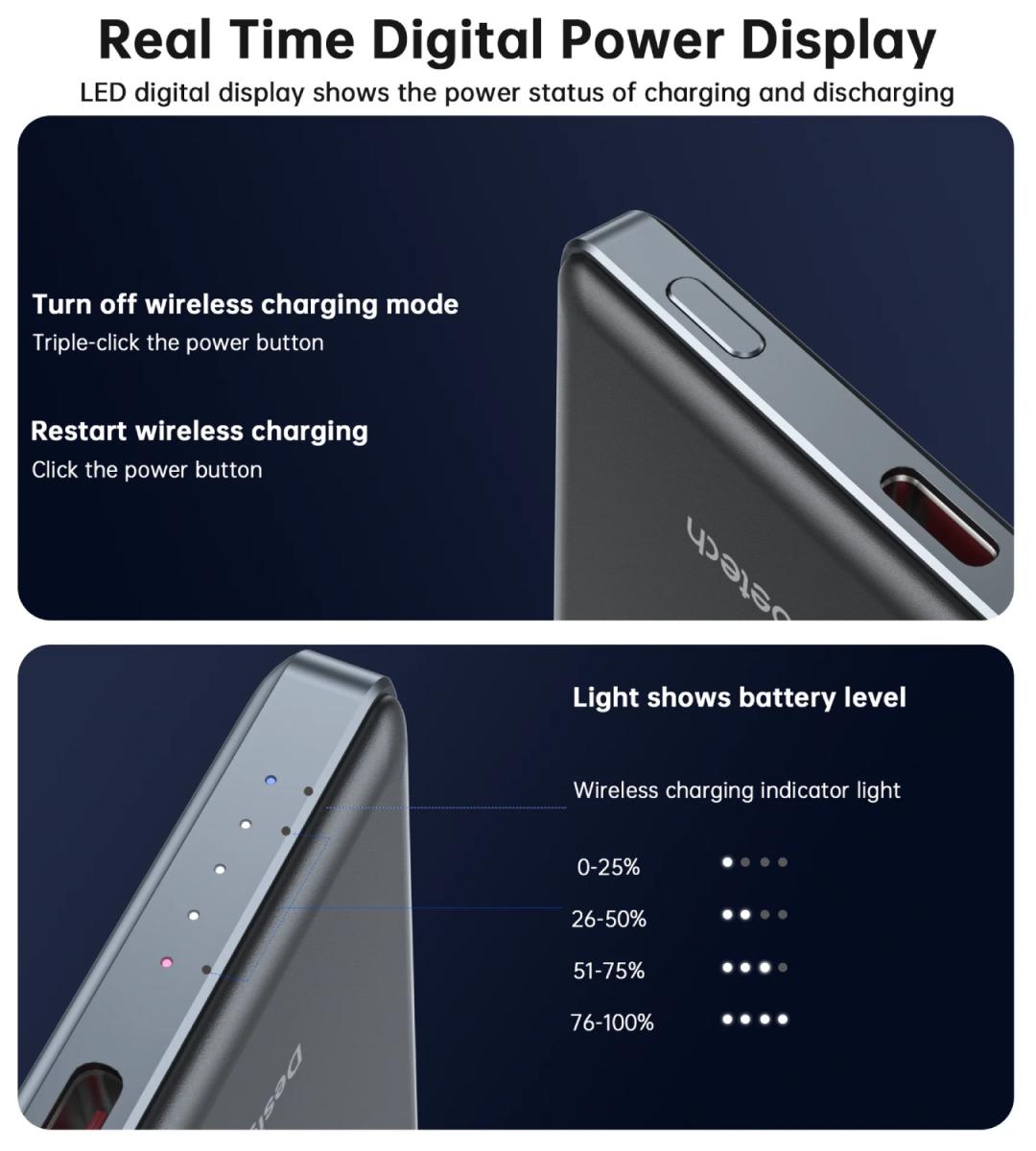 УМБ Choetech Magnetic Wireless 5000mAh 20W PD Qi-15W  USB-C In/Out, тонкий, чорний (B738-CCBK)
