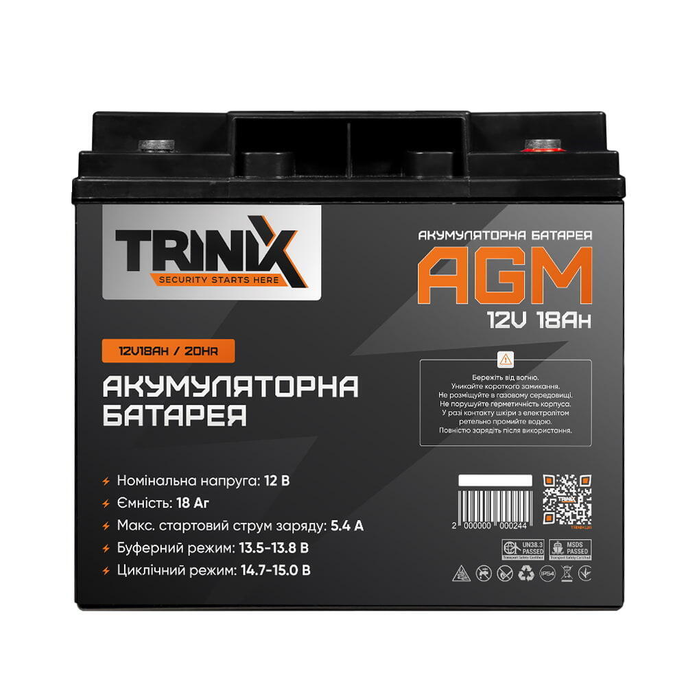 Trinix 12V18Ah/20Hr AGM Акумуляторна батарея 12В 18Аг свинцево-кислотна (1573011)
