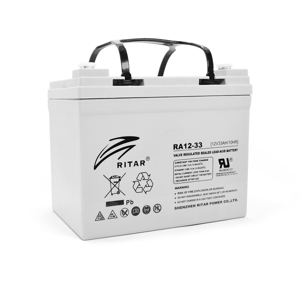Акумуляторна батарея AGM RITAR RA12-33, Gray Case, 12V 33.0Ah ( 195 x 130 x155 (168) ) Q1 (1625714)