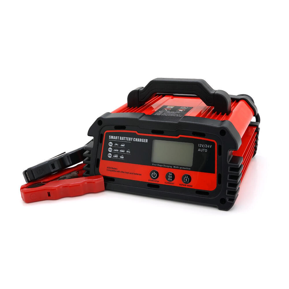 Автоматичний ЗП для акумулятора DEMUDA 12V/24V (WET, AGM, GEL), AC110/220V, DC14,8В/29,6В, Струм заряду 12V/20A, 24V/10A, LCD, затискачі (1588841)