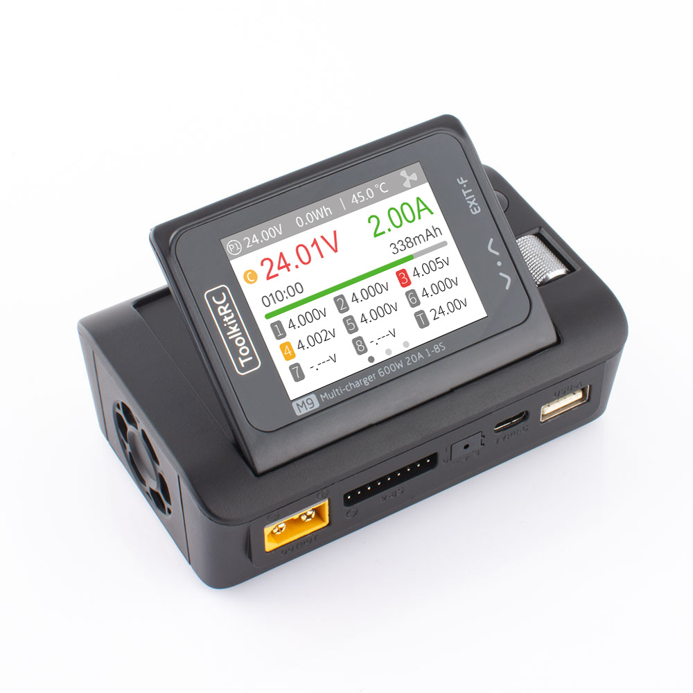 Зарядний пристрій ToolkitRC M9 600Вт тип АКБ LiPo LiHv Li-ion NiMh LiFe Pb USB iнтерфейс XT60 вхiд 7-35В вес 235г без БЖ (1786042)