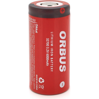 Акумулятор 32700 LiFEPO4, 6000mAh, 3.2V, RED/GREY Orbus (ORB32700-48G)
