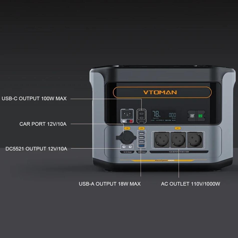 Зарядна станція Vtoman FlashSpeed 1000 PB-85 (828 Вт/г) 1000W AC,MPPT,UPS,LiFePo4 (FlashSpeed 1000) (1746456)