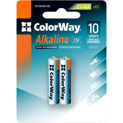 Батарейка ColorWay Alkaline Power AAA/LR03 BL 2шт