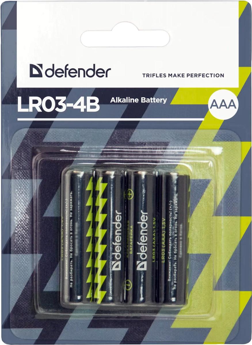 Батарейка AAA/LR03, Лужна, Defender, (блістер 4 шт.) (56002)