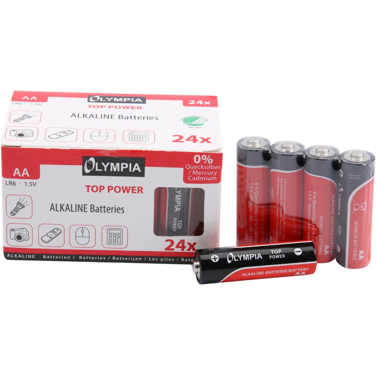 Батарейка AA, 1.5V, Лужна, Olympia, Alkaline, (BOX 24 шт.) (40179)