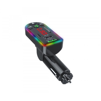 FM модулятор Havit HV-FM813BT 2USB+USB-C RGB Black (HV-FM813BT Black)