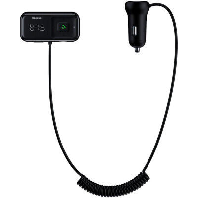 FM модулятор Baseus T Shaped S-16 2 х USB Type-A, microSD, AUX Black (CCMT000201) (1726740)