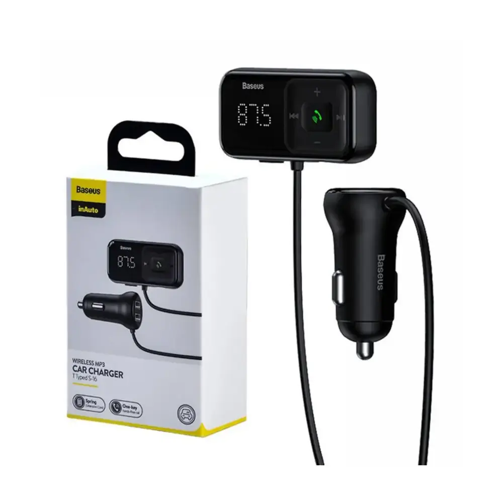 FM модулятор Baseus T Shaped S-16 2 х USB Type-A, microSD, AUX Black (CCMT000201) (1726740)
