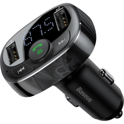 FM модулятор Baseus T Shaped S-09A 2 х USB Type-A, microSD Black (CCMT000001)